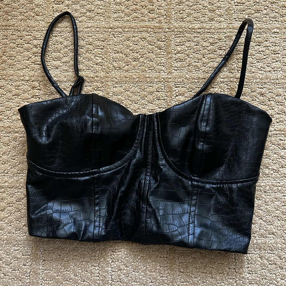 Express Black Croc-Embossed Women's Top size XS